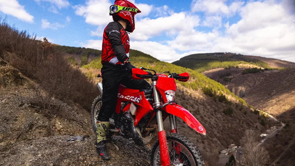 Approach to Kom area on enduro motorcycle