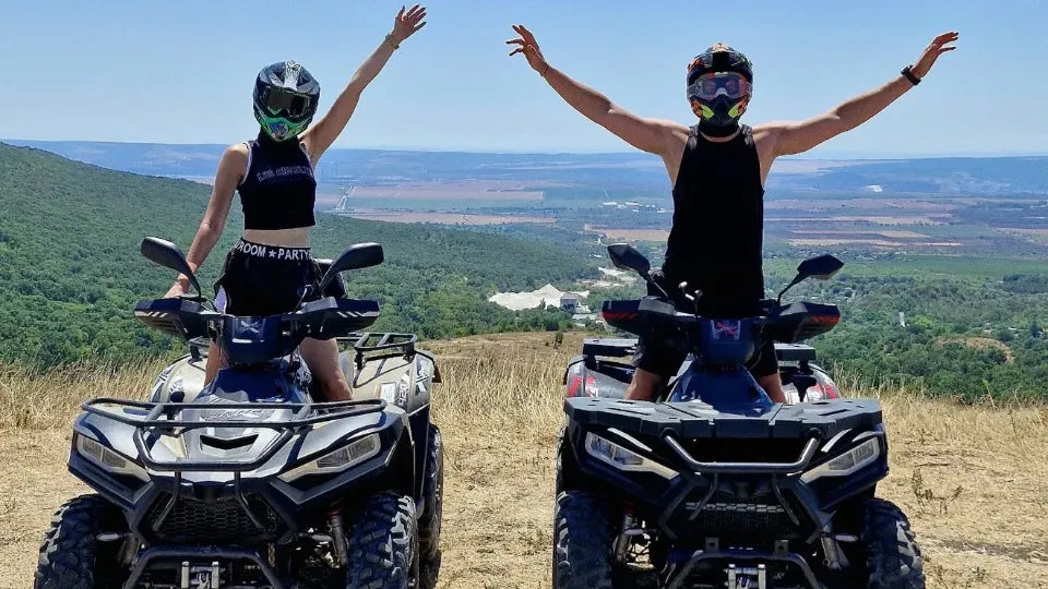 Group ATV ride led by an instructor near Varna