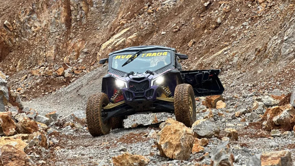 Passengers with helmets on a UTV tour in the Kostinbrod area