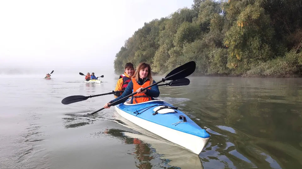 Paddling through the narrow channel between Small and Big Vardim