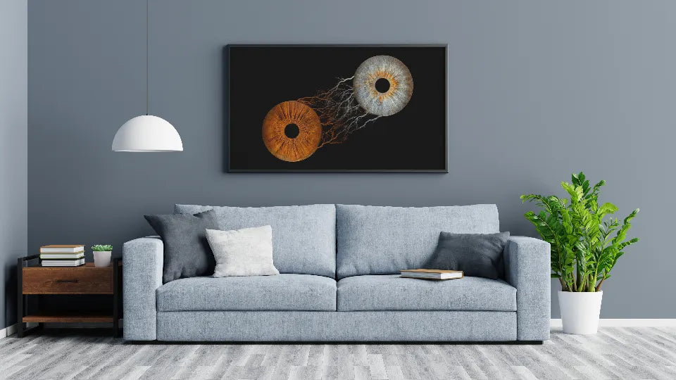 Gallery package: three irises 60×20 cm with frame – Sofia