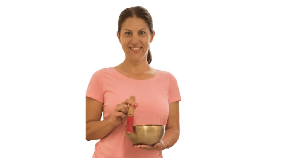 Tibetan singing bowls used during a sound massage session in a Sofia studio