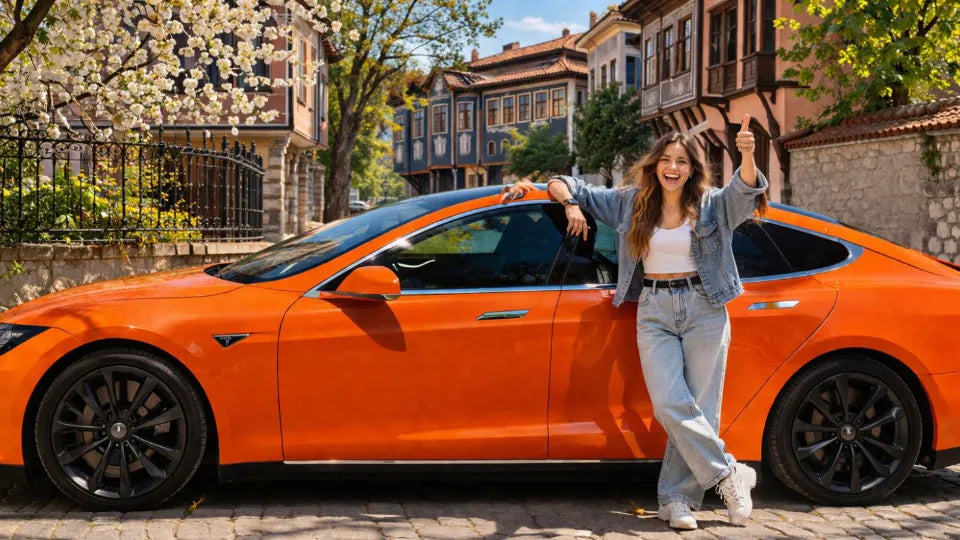 Tesla Model S test drive in Plovdiv – exterior in motion