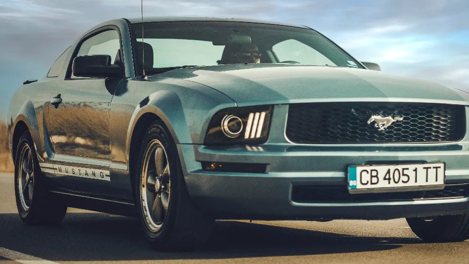 Rent a Ford Mustang in Sofia – exterior of red 2008 V6 coupe