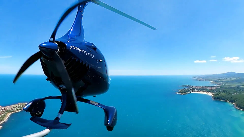Cavalon gyrocopter flight over Primorsko coastline